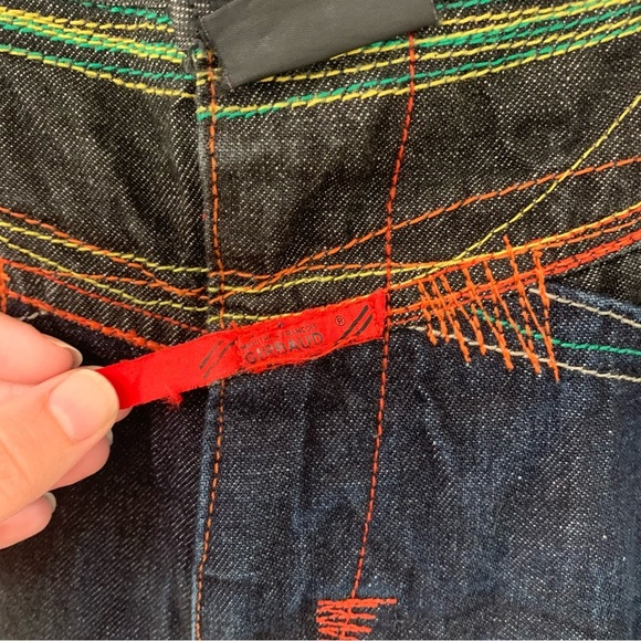 Marithe Francois Girbaud Crazy Color Stitching Jeans Denim Straight Leg Size 31 - Picture 4 of 13